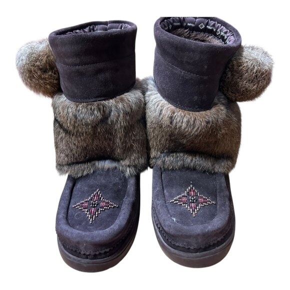 Manitobah Mukluks Short Suede Fur Boots - Waterproof Winter Boots - Picture 1 of 6